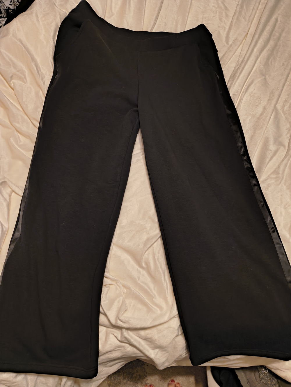 Avia Black Women's Wide-Leg Joggers with Side Trim